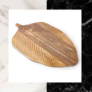 Hand Cut Mango Wood Leaf Shaped Serving Platter
