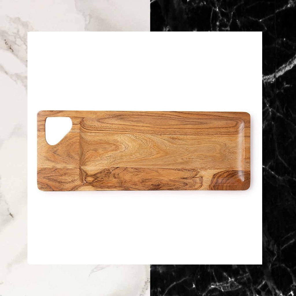 Hand Carved Mango Wood Chopping Board & Tray