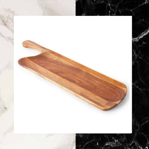 Hand Carved Acacia Wood Rectangular Snacks Platter