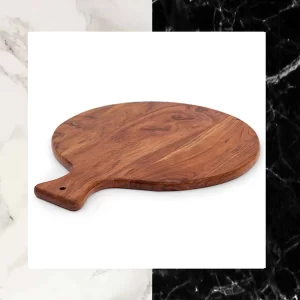 Hand Cut Mango Wood Round Chopping/Cutting Board with Handle