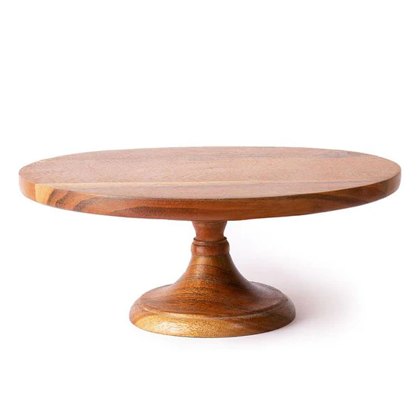 Wood Turned Acacia Wood Cake Stand - Image 3
