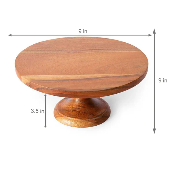 Wood Turned Acacia Wood Cake Stand - Image 4