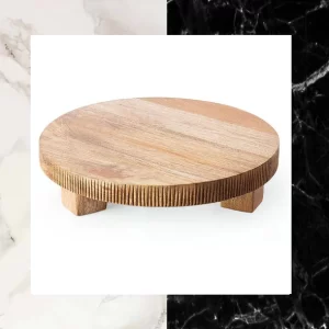 Wood Turned Mango Wood Round Cake Stand