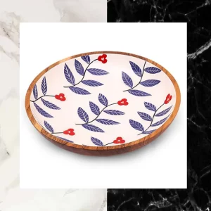 Wood Turned Multipurpose Snack & Salad Enamel Bowl (Large)