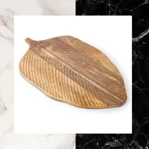 Hand Cut Mango Wood Leaf Shaped Serving Platter