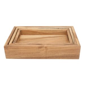 Handmade Round Solid Wood Tray set of 3