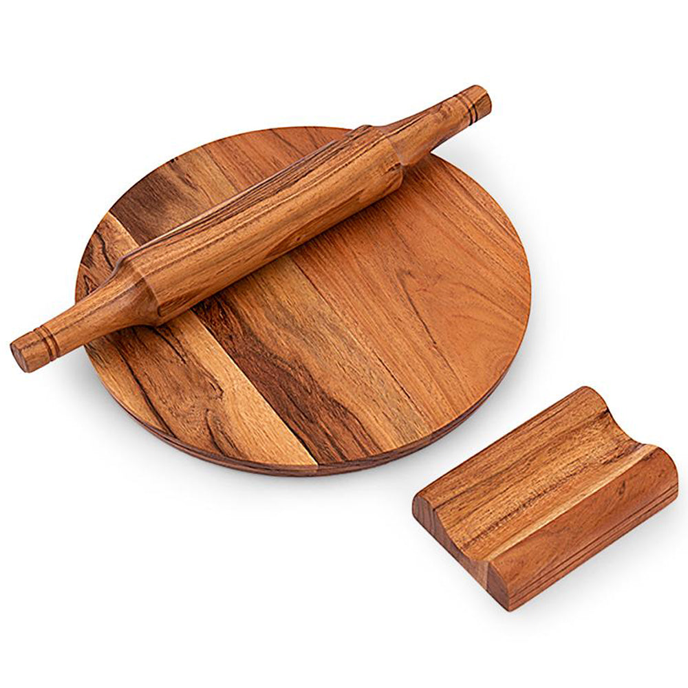 Handcrafted Acacia Wood Rolling Pin and Board - Image 4