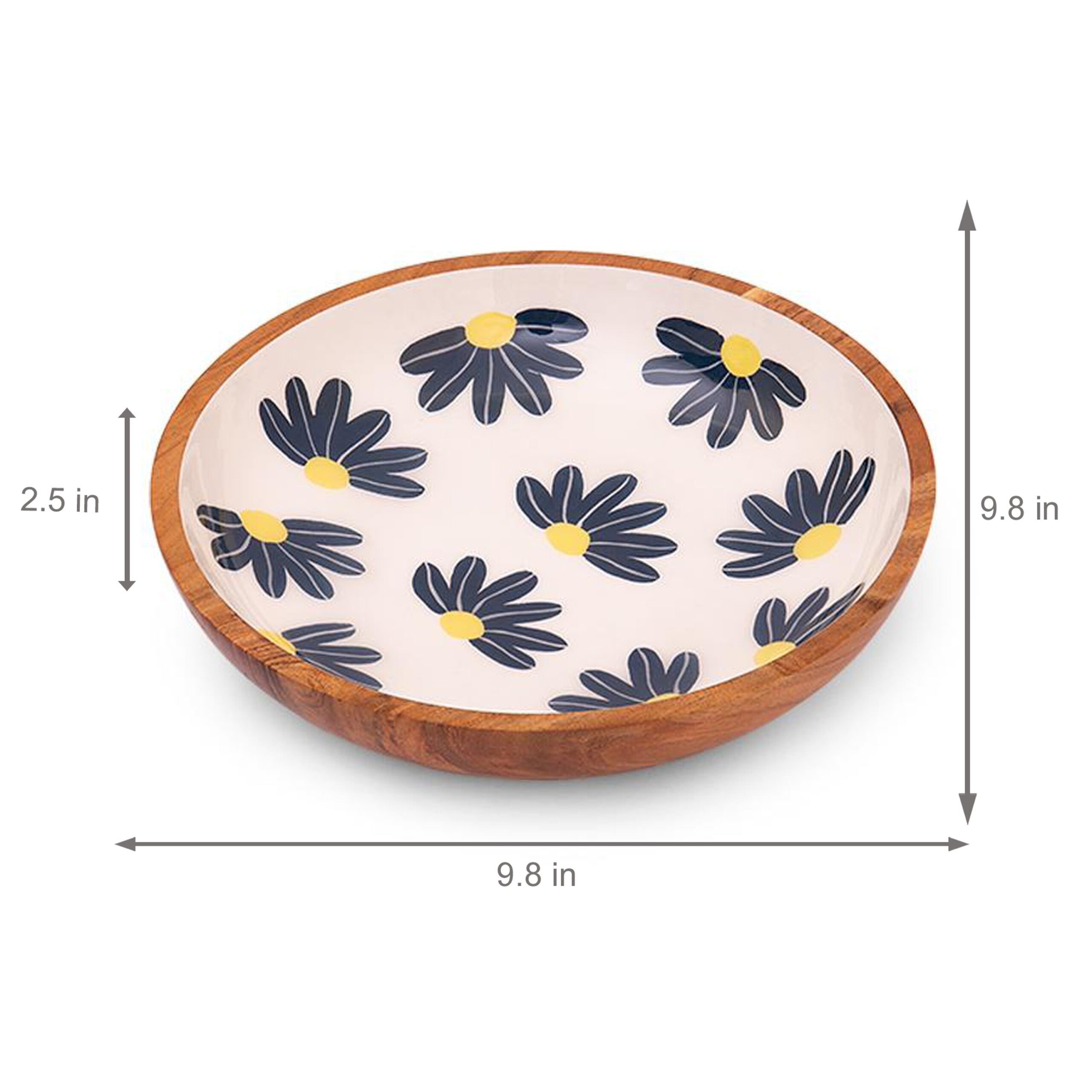 Wood Turned Multipurpose Snack & Salad Enamel Bowl (Large) - Image 3