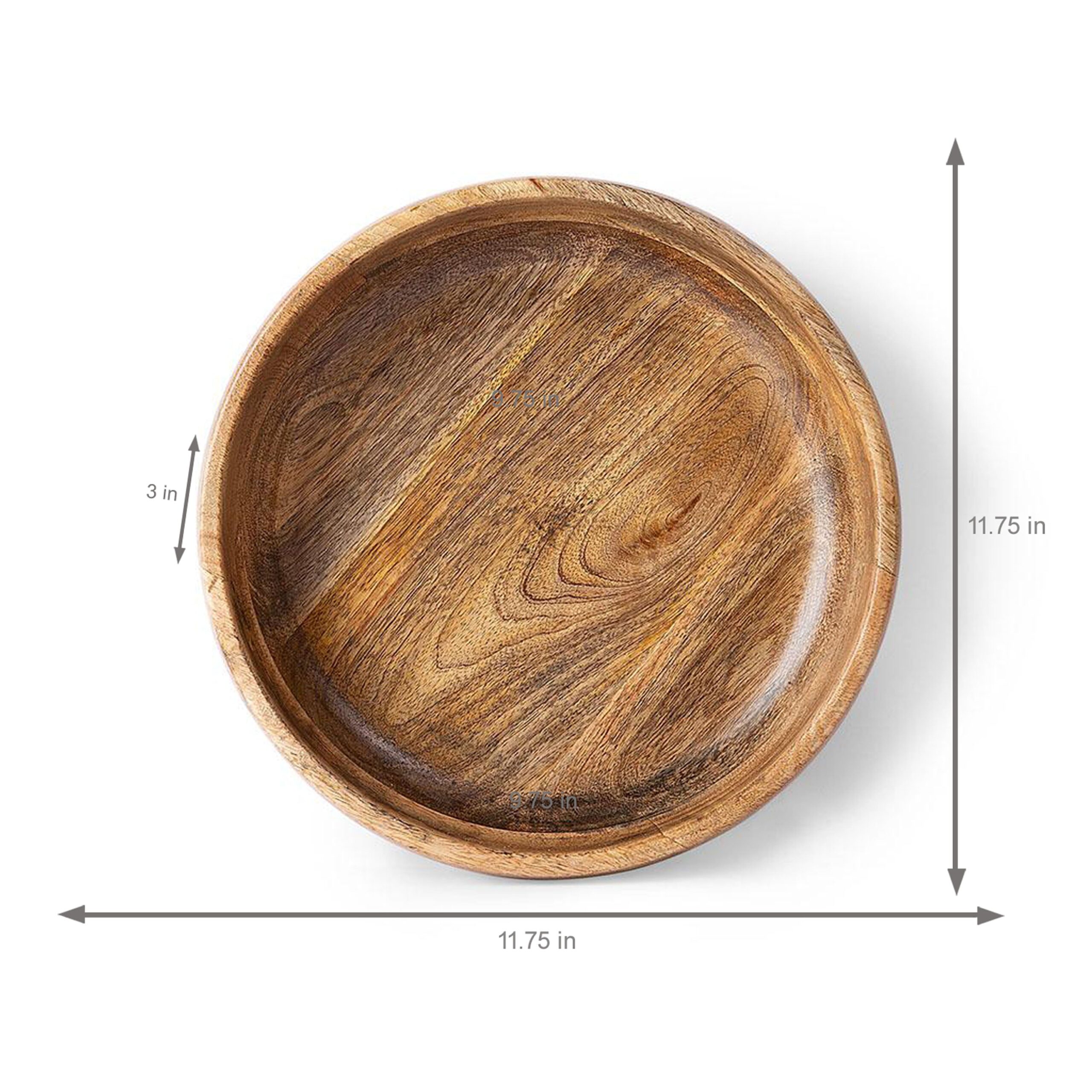 Wood Turned Acacia Wood Round Tray - Image 3