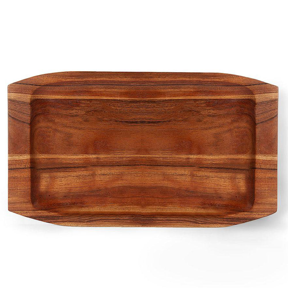 Hand Carved Acacia Wood Rectangular Tray - Image 2