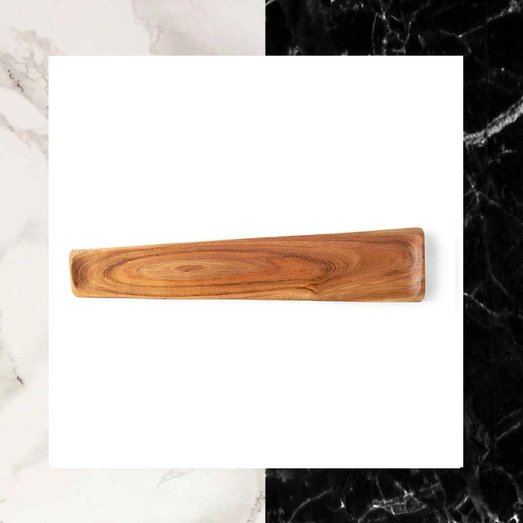 Hand Carved Acacia Wood Long Barbeque Platter