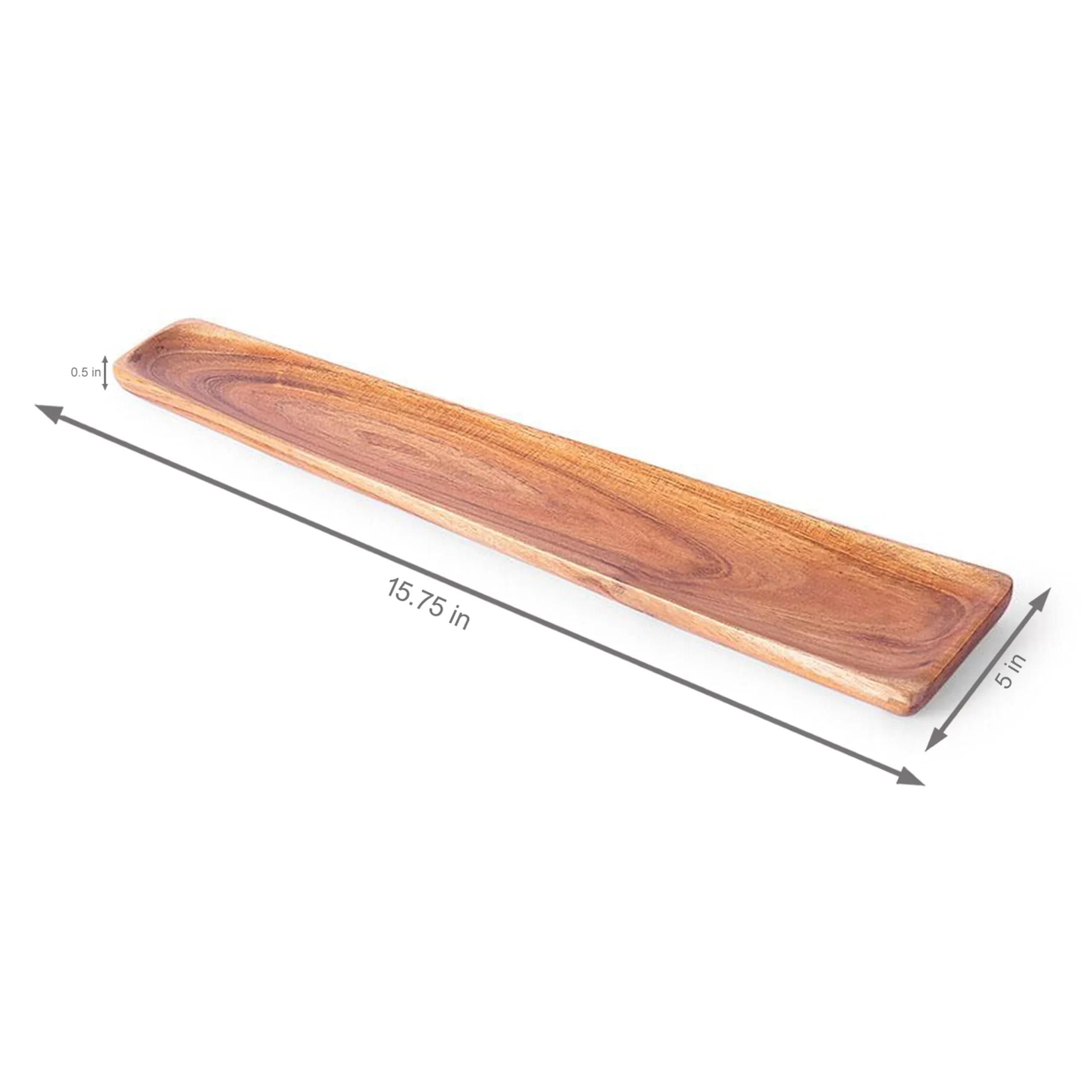 Hand Carved Acacia Wood Long Barbeque Platter - Image 3