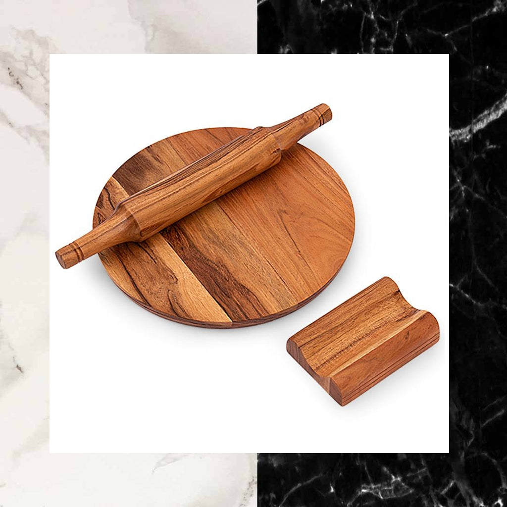Handcrafted Acacia Wood Rolling Pin and Board