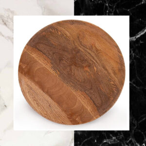 Handmade Round Solid Wood Tray (12.75'' x 12.75'' x 1'')_Brown