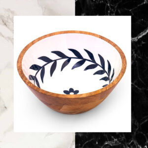 Wood Turned Multipurpose Snack & Salad Enamel Bowl (Medium)