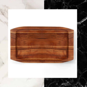 Hand Carved Acacia Wood Rectangular Tray